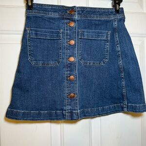 Madewell Stretch Denim Aline Mini Skirt Sz 00 Pockets Boho Dark Wash Festival